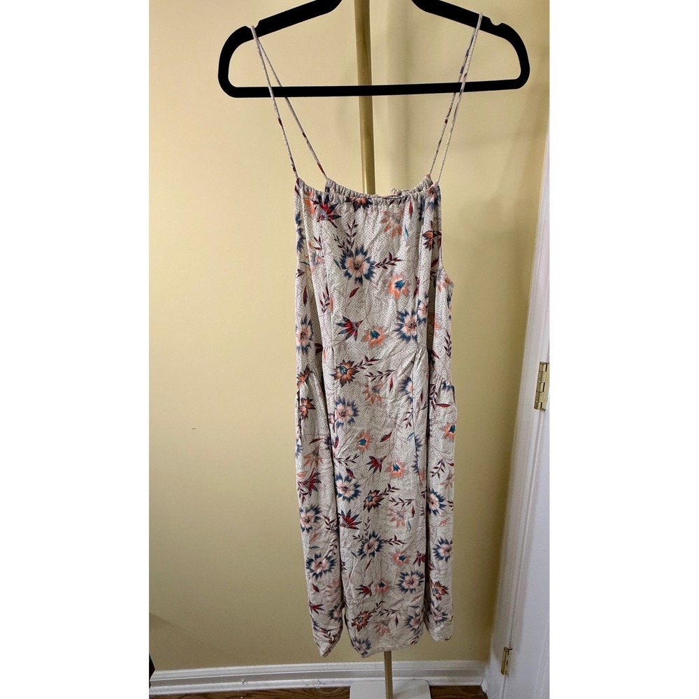 Amuse Society Midi Dress XS Cream Floral Boho Tiered Festival Indie Sun Dress